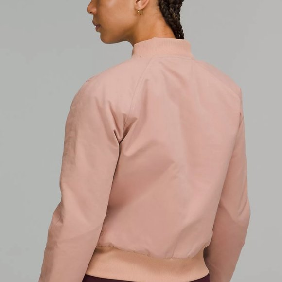lululemon Non-Stop Cotton Bomber Jacket Pink Clay Size 6 - Picture 3 of 7